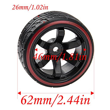 Hard Plastic Wheel Rims & Plastic Tires 12mm Hex Compatible with Traxxas HSP Tamiya Kyosho Himoto 1/10 RC Drift Car (Style 1)