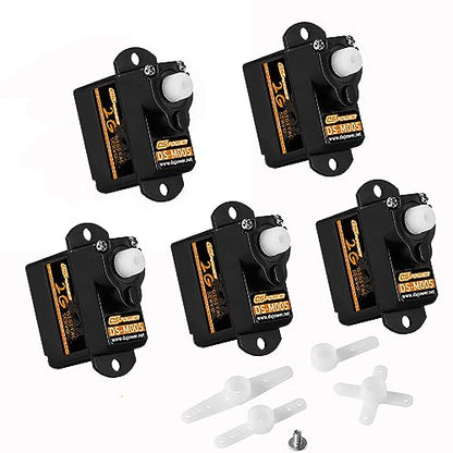 5PCS 2G Plastic Gear Mini Servo, 3.7-4.2V RC Micro Coreless Motor Digital Servos Kit for Fixed-Wing Helicopter Airplane Drone 1/24 RC Car Model Boat Robot Toy