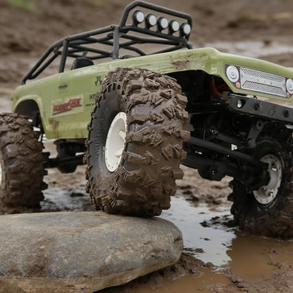 HOBBYSOUL 70mm Griptrek RC 1.0" Crawler Tires 4-Pack for SCX24 TRX4M | Super soft sticky mud tires, For 1/24 SCX24 & 1/18 TRX4M High Trail micro RC crawlers Upgrades - size: 1.0 tires - 70mm Tall