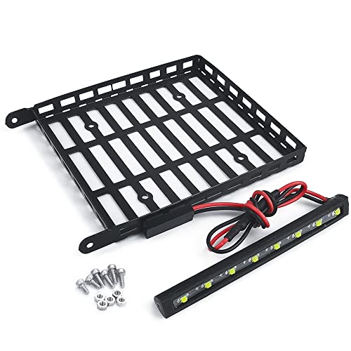 Stainless Steel RC Roof Rack with LED Light Bar for Axial SCX24 AXI00005 Gladiator 1/24th RC Crawler Truck Car
