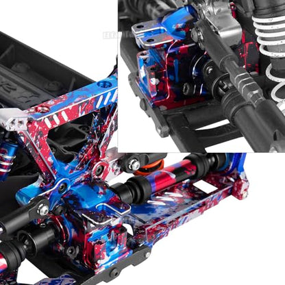 Aluminium Transmission Gearbox Upgrades Part for 1/10 Slash/Rustler/Stampede/Jato VXL 4X4 4WD,XO-1,RC Front Rear Gearbox & 37T Differential Gear,#6880#6881,Colorful(Navy Blue Red Tone) - color: Colorful(navy Blue Red Tone) - (Upgrades)
