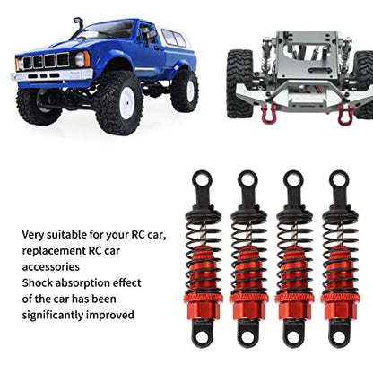 4Pcs RC Shock Absorbers, 64mm Aluminum Alloy Shock Absorber Oil Damper Adjustable Remote Control with Shock Mount Red - size: Red