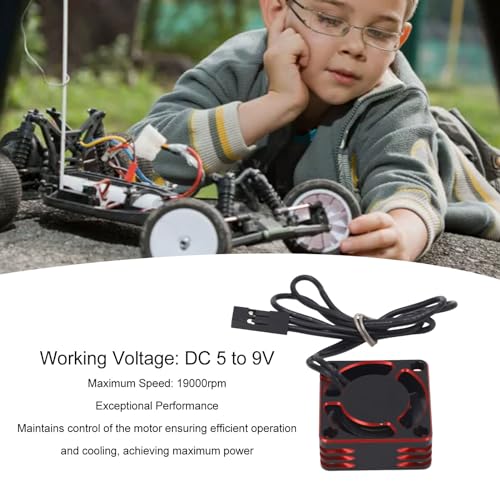 Keenso ESC Motor Cooling Fan, 25mm Universal RC Car Model Cooling Fan Lightweight Aluminum Alloy Plastic for AXIAL Hsp Hpi (red - color: Red