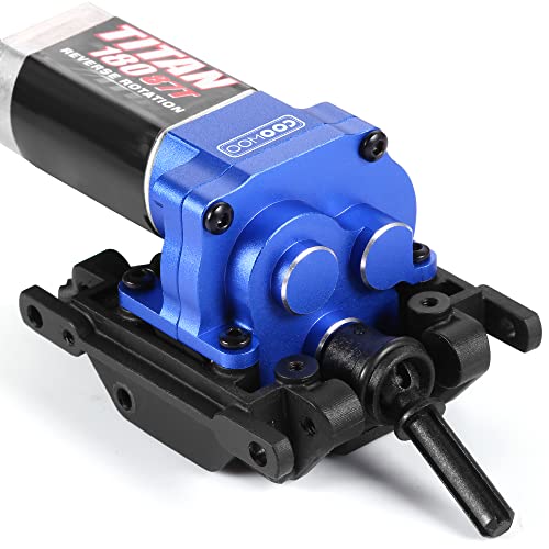 RC Gearbox, Drop-in Gearbox Upgrade Part for 1/18 TRX-4M | Aluminum Alloy Gearbox Housing, Hardened Steel Gears Assembly, Pinion Gear, Ready to Install, Blue