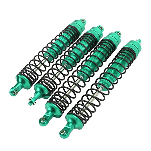 1/10 RC Shock Absorbers 150mm 135mm Aluminum Alloy 4mm Shaft 4-Piece Set, Adjustable Threaded Preload for Axial Ryft 4WD, OilFilled CoilOver Damping for Rock Crawling (Green) - color: Green