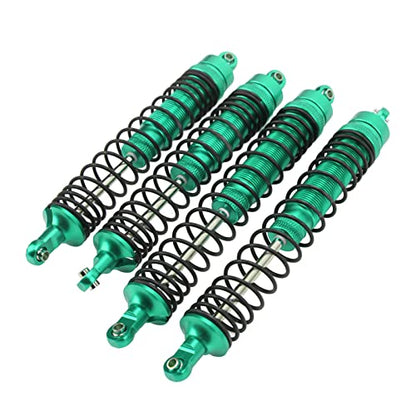1/10 RC Shock Absorbers 150mm 135mm Aluminum Alloy 4mm Shaft 4-Piece Set, Adjustable Threaded Preload for Axial Ryft 4WD, OilFilled CoilOver Damping for Rock Crawling (Green) - color: Green
