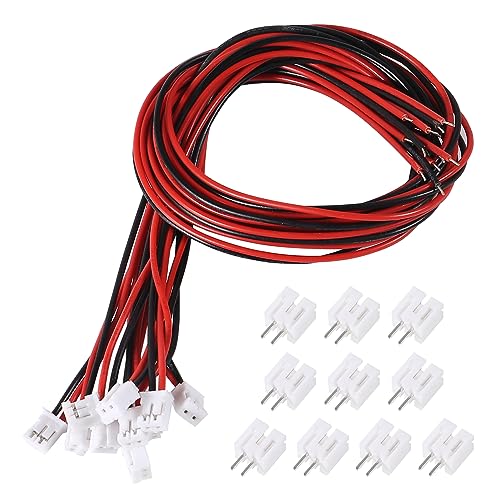 Alinan 20pcs Jst 2.0 Ph 2 Pin Connector Plug, Included 10pcs Mini 2 Pin Jst Ph2.0 26AWG Female Connector Plug with 300mm Cable Wire and 10pcs Micro Jst Ph2.0mm 2Pin Male Connector Plug - color: 2Pin 26AWG 300mm Cable