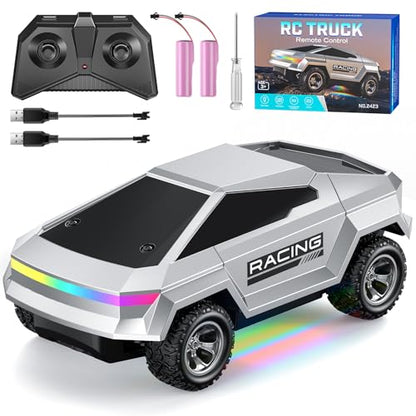 Remote Control Car, 1:24 Scale Pick-up RC Truck, 2WD High Speed All Terrain Off-Road Vehicle with Lights & Load Space, 2.4GHz Off-Road Vehicles Kids Gifts for Boys/Girls Age 3+