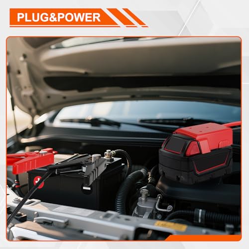 2FT 8AWG Jumper Cable Adapter Compatible with Milwaukee M18 18V | with Heavy-Duty Alligator Clips,or Jump Starting Car Using Tool Battery, Powerful & Portable Car Engine Starter