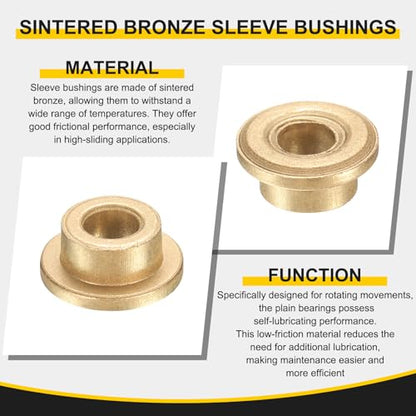 uxcell 3Pcs Flange Sleeve Bearings, 30mm Bore x 38mm OD x 30mm Length, Self-Lubricating Sintered Bronze Bushings - size: 30mm Bore x 38mm OD x 30mm Length