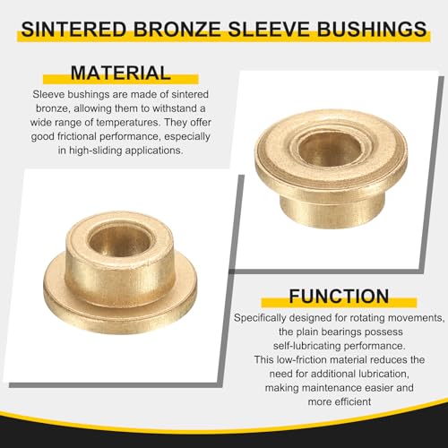 uxcell 3Pcs Flange Sleeve Bearings, 30mm Bore x 38mm OD x 25mm Length, Self-Lubricating Sintered Bronze Bushings - size: 30mm Bore x 38mm OD x 25mm Length