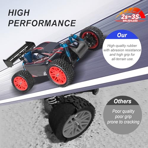 Hobbypark 12mm Hex RC 1/10 Buggy Wheels and Tires Set Height 3.46''(88mm) for Redcat Shockwave Tornado S30 EPX/PRO ExceedRC EP SunFire HSP Off Road Car