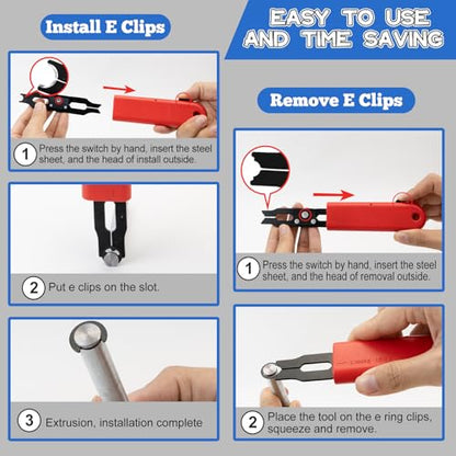 E Clips Assortment Kit With Removal and Installation Tool, 4 Sizes (6/7/8/9/mm) Snap Ring Kit & 40Pcs Retaining Rings for Bearing Fixation - style: Size-6/7/8/9mm