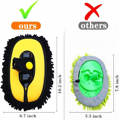 BMLEI Car Wash Brush with Long Handle, Microfiber Cleaning Car Wash Kit | Car Wash Mop with 2 Replacement Head, Extension Pole, Exterior Chenille Car Cleaning Brush for Washing Roof Car Truck RV - color: Yellow Mop With Yellow Washing Cloth