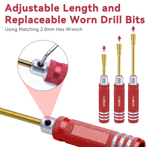 Hex Nut Driver Set - RC Car Tool Kit 2.0mm 2.5mm 3.0mm 3.5mm 4.0mm 4.5mm 5.0mm Hexagonal Head Nut Screwdriver for Axial SCX24 Wheel Fixing RC Models Car Boat Helicopter 7Pcs Red - color: Red