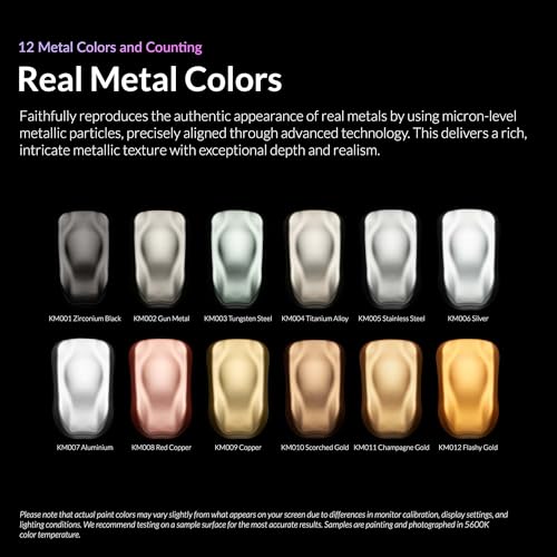 Gaahleri Kaleido Metal 12-Color Set – Water-Based Acrylic, Metallic Airbrush Paint Kit for Car Models, Gundam,Gunpla,Mecha,Pre-Thinned, High Gloss, Fast-Drying, with Thinner & Cleaner - color: 12 Metal Colors Set
