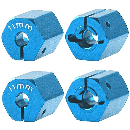 Aluminum Alloy 12mm Wheel Hex Hub Drive Adapters with Pins Screws Compatible with Axial SCX10 HSP HPI Tamiya Redcat 1/10 RC Crawler Car (11mm, Blue) - color: Blue, size: 11mm