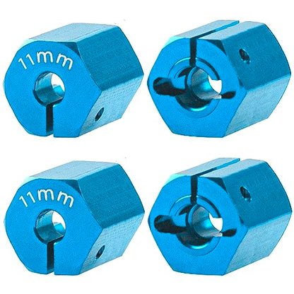 Aluminum Alloy 12mm Wheel Hex Hub Drive Adapters with Pins Screws Compatible with Axial SCX10 HSP HPI Tamiya Redcat 1/10 RC Crawler Car (11mm, Blue) - color: Blue, size: 11mm