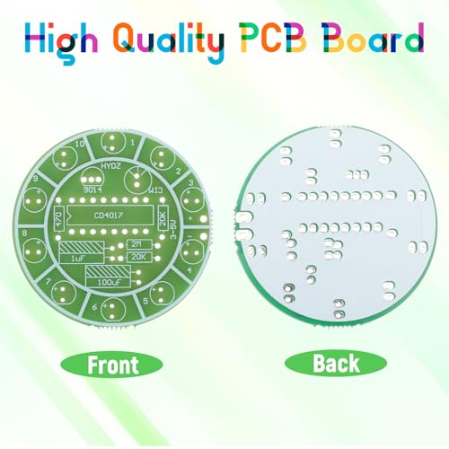 2 Sets Solder Practice Kit CD4017 Electronic Lucky Wheel DIY Soldering Kits LED Light Circuit Board Fun Probability Game to Learn and Training