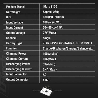 Gens ace Imars S100 G-Tech Series 100W Lipo Battery Charger(White)