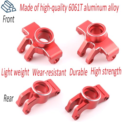 Front Steering Block, Front Knuckle Spindle Aluminium Upgrade Parts for Arrma 1/18 Granite Grom Mega 380 Brushed 4X4 Monster Truck & Typhon Grom Mega 380 Brushed 4X4 Small Scale Buggy, Red (2PCS) - style: Front Steering Cup- Red