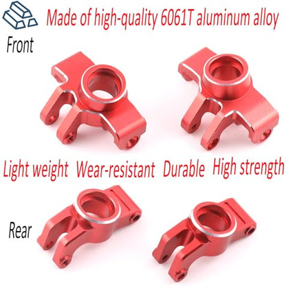 Front Steering Block, Front Knuckle Spindle Aluminium Upgrade Parts for Arrma 1/18 Granite Grom Mega 380 Brushed 4X4 Monster Truck & Typhon Grom Mega 380 Brushed 4X4 Small Scale Buggy, Red (2PCS) - style: Front Steering Cup- Red