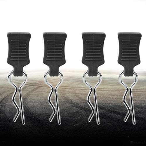 4pcs Universal RC Car Body Clips with Pull Tabs Pins for 1/8 1/10 /12 RC Car Shell Replacement Parts (Black) - color: Black
