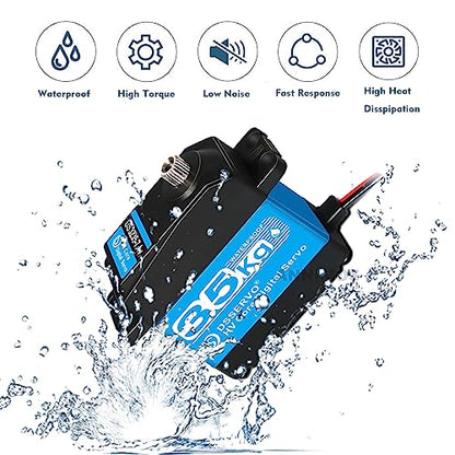 35kg RC Digital Servo 7.4v Steering servo Motor 25T Full Metal Gear High Torque High Speed Waterproof for 1/8 1/10 1/12 RC Cars Crawler DIY Robotic - 180 Degree - size: 180 Degrees
