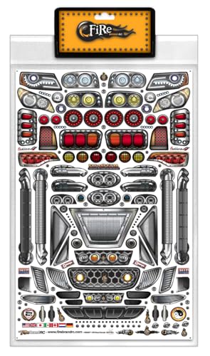 FIRE BRAND RC® Remix™ Off-Road Body RC Decals - Multi-Fit Vinyl Sheet (8.5" x 14") - Fits 1:10 Scale RC Truck or Buggy - Die-Cut for Easy Application