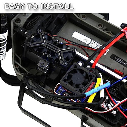 Upgrades for 1/10 Slash/Stampede/Bandit 2WD 4WD,Aluminum 3660 540 550 Motor Cooling Fan with 36-38mm Adjustable Mount & VXL-3s ESC Cooling Fan High Velocity Fan Heatsink Set,Black - color: Black/for Slash