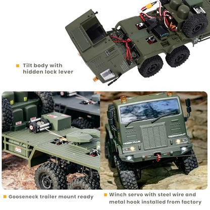HOBBYPLUS Helidirect 1/18 RC Crawler CR18P Terranaut 8x8 RC Truck Remote Control Car w Full-Lock 8WD RTR Active All-Wheel Steering, 2-Speed Transmission, Recovery Winch, LED Lights (Green) - color: Green (8x8)