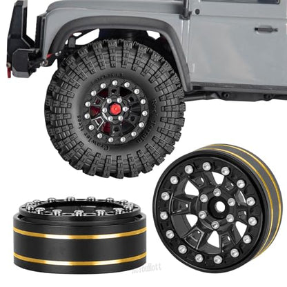 RC 1.3" Beadlock Tires Wheels for 1/18 1/24 Trx4m SCX24 FCX24 Ascent-18 RC Crawler Car,4pcs 1.3 Inch Wheel Rim Soft Rubber Tires,Black - color: Black-(1.3" Beadlock Tires）