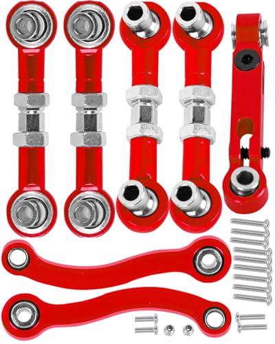 RC Aluminum Metal Turnbuckle Camber Links Toe Links with Rod Ends Steering Linkage Set Upgrade Parts for 1/18 LaTrax Teton,Desert Prerunner.Red(Replace 7636) - color: Red(7pcs)