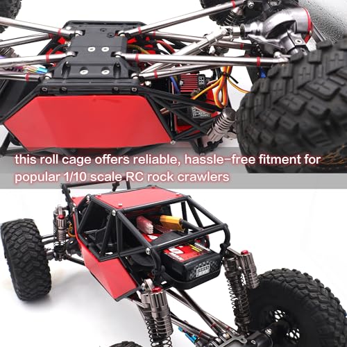 Nylon Rock Buggy Roll Cage Body Shell Chassis Kit for SCX10 ll 90046(Red) | Roll Cage Rock Buggy Body Shell,1/10 RC Crawler Upgrade Parts,High-strength,Easy Assembled - color: Red