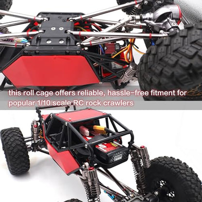 Nylon Rock Buggy Roll Cage Body Shell Chassis Kit for SCX10 ll 90046(Red) | Roll Cage Rock Buggy Body Shell,1/10 RC Crawler Upgrade Parts,High-strength,Easy Assembled - color: Red