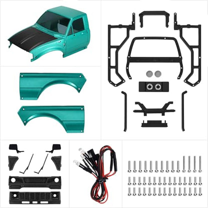 INJORA IR60-24 Body for SCX24 C10 Bronco Wrangler Base Camp 4Runner (Green) - color: Green