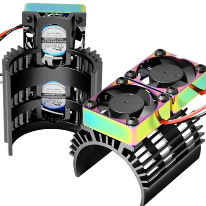 RC 30mm 28000 RPM Dual Cooling Fans Motor Heatsink Fan for 1/8 1/10 RC Car 540 550 3650 3660 3665 3670 Brushless Motor (Black)