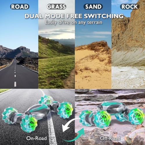 Gesture Sensing RC Stunt Car, 2.4GHz 4WD Gesture Remote Control Car Toys for Teen, 360?Double-Side Rotation Hand Controlled Twist Cars with Lights, Birthday Xmas Gifts for Teen