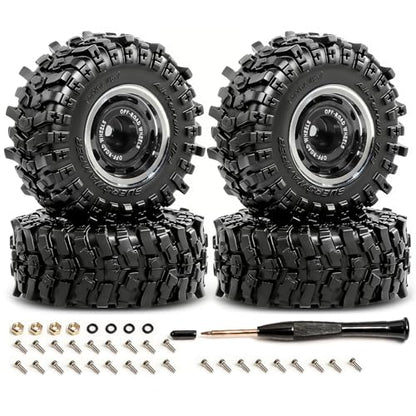 REDSPIDER 0.7" RC Crawler Tires 40mm, RS6 Composite Material Sticky Butyl Rubber Micro Mud Tires with Foam Inserts, High Grip Upgrade for 1/30 Axial SCX30 RC Car (Black) - color: Black