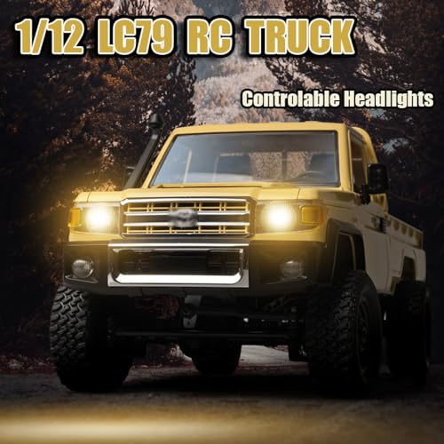 1/12 RC Truck LC 79 Pickup Trucks 2.4G Full Proportional Rock Crawler 4WD Electric Remote Control Car Off-Road Climbing Vehicle RTR 280 Motor LED Searchlight Hobby Grade Drift Car 2 Batteries - color: Beige