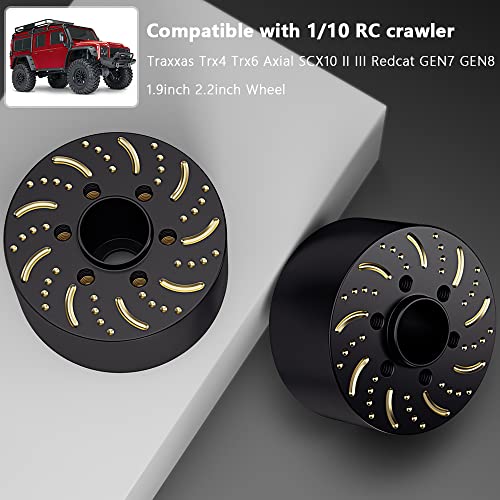 GLOBACT 1/10 Brass Wheel Weights Extended Hex Hub for TRX4 TRX6 SCX10-22mm | Fits 1.9" 2.2" RC Wheel, 650g Counterweight - size: 22mm