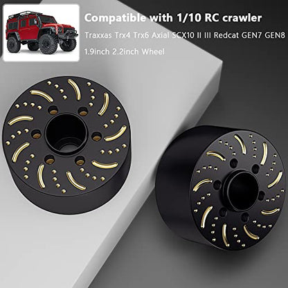 GLOBACT 1/10 Brass Wheel Weights Extended Hex Hub for TRX4 TRX6 SCX10-22mm | Fits 1.9" 2.2" RC Wheel, 650g Counterweight - size: 22mm