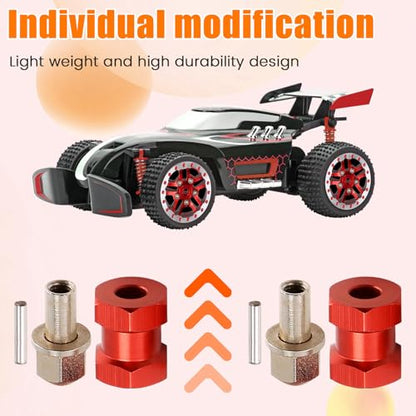 4pcs 12mm Hex Wheel Hub Drive Adaptor 15mm Extension Combiner Coupler for 1/10 RC Car Crawler SCX10 D90,Red