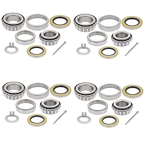 [4-Sets] 8,000 lbs Trailer Axle Bearing Kit, Outer Bearing 02475/02420 (1.25'' ID), Inner Bearing 25580/25520 (1.75'' ID) with Grease Seal 10-36 and 10-10 for 8000# Axles.