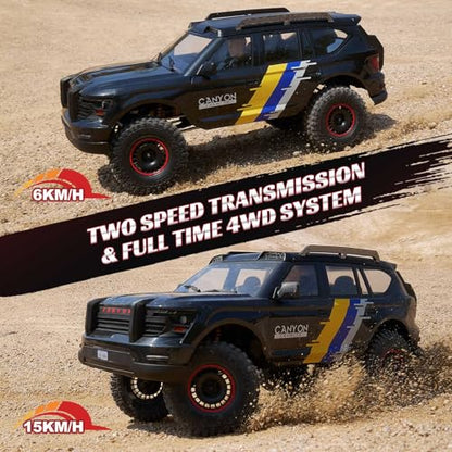 FMS Canyon 1/10 RC Crawler with Innovative DIG System LCG Chassis,Pro 4x4 RC Rock Truck with Portal Axles, 2-Speed Transmission, Full Metal Oil Shocks,High Simulation Remote Control Car