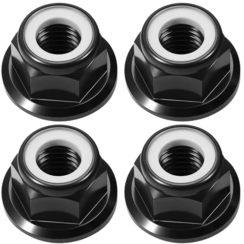 4Pcs M4 Flange Nuts Aluminum, M4-0.7mm Hex Flange Nylon Insert Lock Nuts for 1/10 Scale RC Car Traxxas Slash 4x4 2WD Stampede VXL Rustler VXL HPI Redcat Axial Racing Truck Buggy Crawler Wheels - color: Black, size: 4Pcs