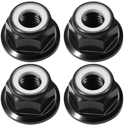 4Pcs M4 Flange Nuts Aluminum, M4-0.7mm Hex Flange Nylon Insert Lock Nuts for 1/10 Scale RC Car Traxxas Slash 4x4 2WD Stampede VXL Rustler VXL HPI Redcat Axial Racing Truck Buggy Crawler Wheels - color: Black, size: 4Pcs