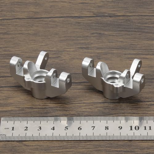 RCAWD Aluminum Steering Spindle Set Steering Blocks LOS234013 for 1-10 Losi Hammer Rey Rock Rey Upgrade Parts (Silver)