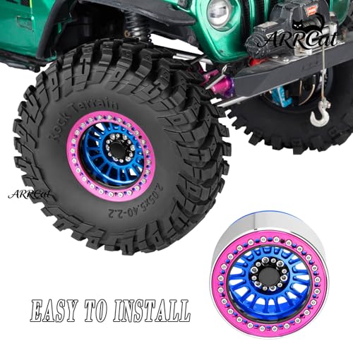 Alloy 2.2 Beadlock Wheels Rims for 1/10 TRX4 TRX6 SCX10 SCX10 II SCX10 III SCX10 Pro Gen7/8 D90 VS4-10 MST CFX RC Crawler Car,RC 2.2 Beadlock Wheel Off Road Buggy Rally RC Truck Wheel,Navy Blue - color: Navy Blue - (Alloy 2.2 Beadlock)