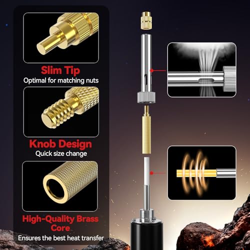 Threaded Inserts Set 130pcs M2-M8 and 9 Repair Tips Digital Soldering Iron | YUWEIC Heat Set Insert Tool,9 Repair Tips, 60w Digital Soldering Iron,130pcs M2-M8 Threaded Nuts for 3D Printer,Plastic Parts - size: M2-M8+130Pcs Heat Inserts